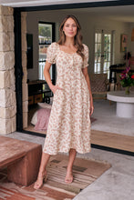 Load image into Gallery viewer, Lulu Tie Front Beige/Cream Floral Print Midi Dress