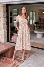 Load image into Gallery viewer, Lulu Tie Front Beige/Cream Floral Print Midi Dress