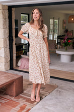 Load image into Gallery viewer, Lulu Tie Front Beige/Cream Floral Print Midi Dress