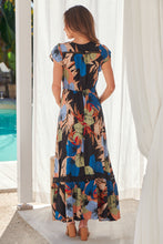 Load image into Gallery viewer, Augustina Black Multi Colour Leaf Print Button Front Maxi Dress