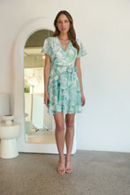 Load image into Gallery viewer, Paloma Chiffon Green/White Floral Cross Over Dress