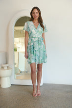 Load image into Gallery viewer, Paloma Chiffon Green/White Floral Cross Over Dress