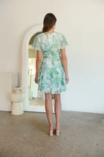 Load image into Gallery viewer, Paloma Chiffon Green/White Floral Cross Over Dress