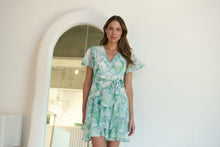 Load image into Gallery viewer, Paloma Chiffon Green/White Floral Cross Over Dress