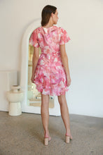 Load image into Gallery viewer, Paloma Chiffon Pink/White Floral Cross Over Dress