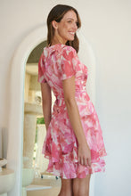 Load image into Gallery viewer, Paloma Chiffon Pink/White Floral Cross Over Dress