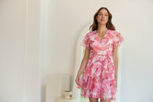 Load image into Gallery viewer, Paloma Chiffon Pink/White Floral Cross Over Dress