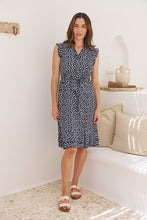 Load image into Gallery viewer, Maggie Navy/White Ditsy Print Midi Dress