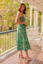 Load image into Gallery viewer, Malia One Shoulder Green Floral Shirred Dress