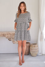 Load image into Gallery viewer, Corinne Tiered Black/White Print Dress