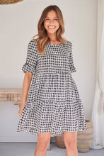 Load image into Gallery viewer, Corinne Tiered Black/White Print Dress