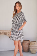 Load image into Gallery viewer, Corinne Tiered Black/White Print Dress