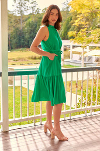 Terra S/less Tiered Green Midi Dress