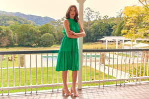 Terra S/less Tiered Green Midi Dress