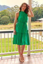 Load image into Gallery viewer, Terra S/less Tiered Green Midi Dress