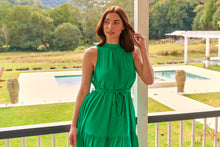 Load image into Gallery viewer, Terra S/less Tiered Green Midi Dress