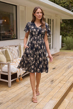 Load image into Gallery viewer, Carina Button Front Navy/Beige Print Summer Dress