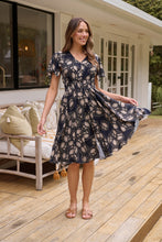 Load image into Gallery viewer, Carina Button Front Navy/Beige Print Summer Dress