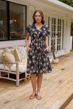 Load image into Gallery viewer, Carina Button Front Navy/Beige Print Summer Dress