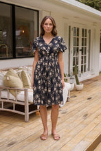 Load image into Gallery viewer, Carina Button Front Navy/Beige Print Summer Dress