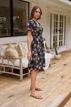 Load image into Gallery viewer, Carina Button Front Navy/Beige Print Summer Dress