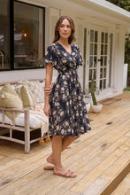 Load image into Gallery viewer, Carina Button Front Navy/Beige Print Summer Dress