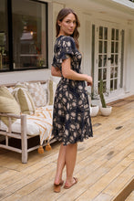 Load image into Gallery viewer, Carina Button Front Navy/Beige Print Summer Dress