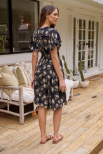 Load image into Gallery viewer, Carina Button Front Navy/Beige Print Summer Dress