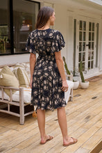 Load image into Gallery viewer, Carina Button Front Navy/Beige Print Summer Dress