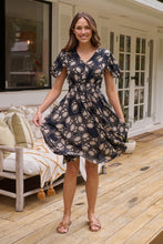 Load image into Gallery viewer, Carina Button Front Navy/Beige Print Summer Dress