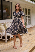 Load image into Gallery viewer, Carina Button Front Navy/Beige Print Summer Dress