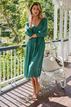 Load image into Gallery viewer, Jordan L/Sleeve Emerald Satin Dress
