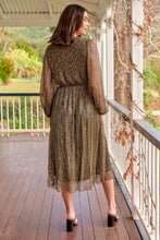 Load image into Gallery viewer, Abigail Gold Long Sleeve Midi Evening Dress