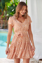 Load image into Gallery viewer, Phoebe Orange Floral Print Tie Waist Dress