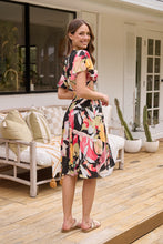 Load image into Gallery viewer, Carina Watermelon/Multi Floral Print Short Sleeve Dress