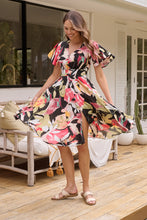 Load image into Gallery viewer, Carina Watermelon/Multi Floral Print Short Sleeve Dress