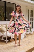 Load image into Gallery viewer, Carina Watermelon/Multi Floral Print Short Sleeve Dress