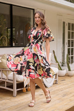 Load image into Gallery viewer, Carina Watermelon/Multi Floral Print Short Sleeve Dress