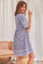 Load image into Gallery viewer, Leah Paisley Print Blue Button Front Smock Dress