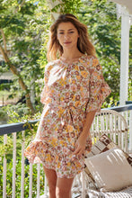 Load image into Gallery viewer, Briar Pink/Orange Floral Print Tie Waist Dress