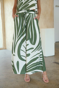 Deja Green/White BOLD Print Pants - Part of a set