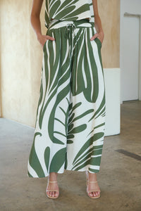 Deja Green/White BOLD Print Pants - Part of a set