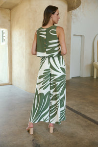 Deja Green/White BOLD Print Pants - Part of a set