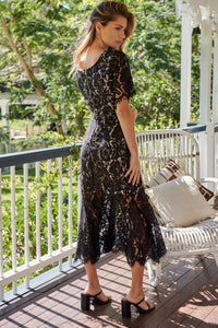 Brook Black Lace Fishtail Evening Dress