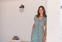 Load image into Gallery viewer, Augustina Button Front Green/White Floral Print Maxi Dress