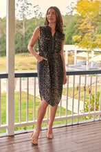Load image into Gallery viewer, Cleo Midi Black/Grey Animal Print Zip Front Dress