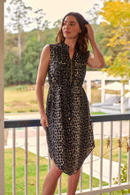 Load image into Gallery viewer, Cleo Midi Black/Grey Animal Print Zip Front Dress