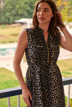 Load image into Gallery viewer, Cleo Midi Black/Grey Animal Print Zip Front Dress