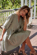 Load image into Gallery viewer, Alissa Green Gingham Print Smock Dress