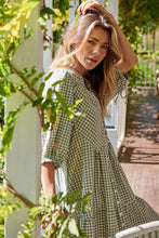 Load image into Gallery viewer, Alissa Green Gingham Print Smock Dress
